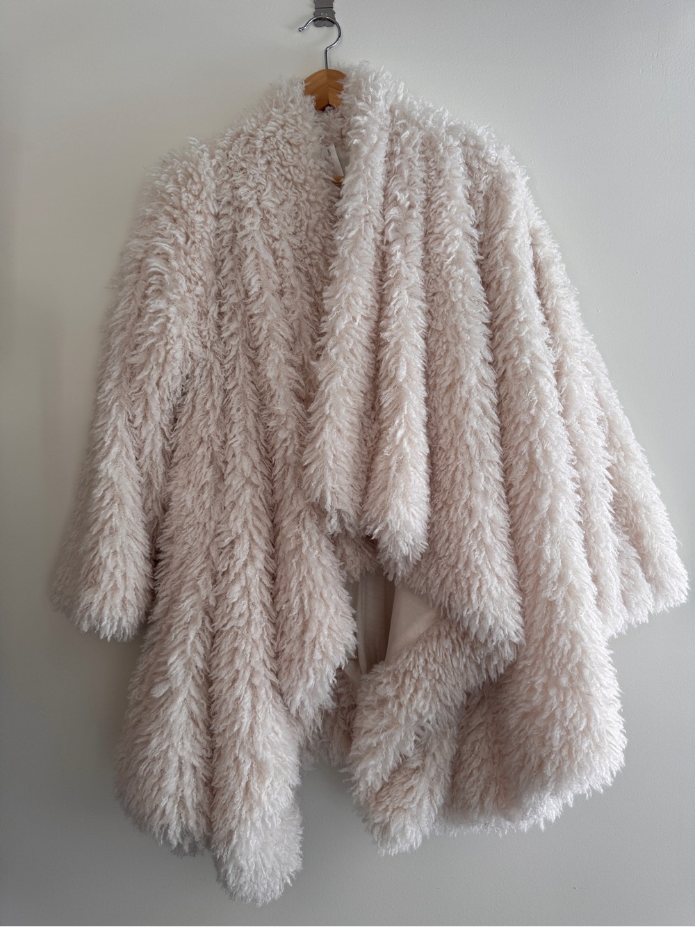 NWT Anthropologie Daily Practice Faux Fur Jacket Open Cardigan in Cream - Picture 5 of 9